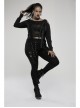 Elasticity Knitting Holes Design Cross Tied Rope Decoration Sexy Tight Punk Black Long Trousers