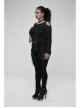 Elasticity Knitting Holes Design Cross Tied Rope Decoration Sexy Tight Punk Black Long Trousers
