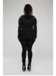 Elasticity Knitting Holes Design Cross Tied Rope Decoration Sexy Tight Punk Black Long Trousers