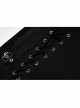 Elasticity Knitting Holes Design Cross Tied Rope Decoration Sexy Tight Punk Black Long Trousers