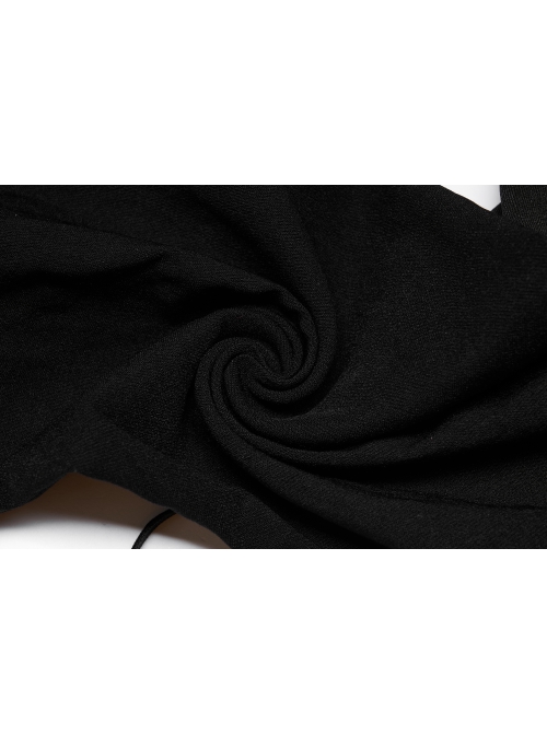 Elasticity Knitting Holes Design Cross Tied Rope Decoration Sexy Tight Punk Black Long Trousers