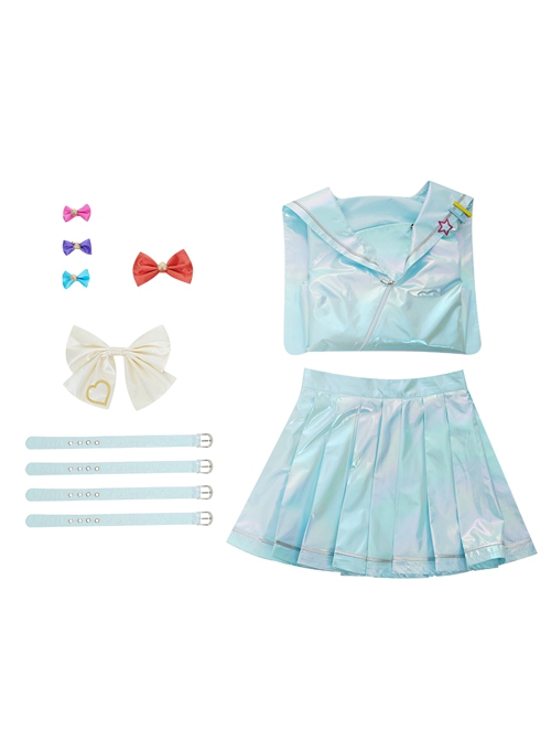 Game Needy Girl Overdose OMGkawaiiAngel-chan Light Blue Suit Halloween Cosplay Costume Full Set