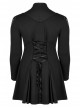 Black Mesh Knit Metal Chain Decoration Printing Long Sleeve Waist Strap Design Gothic Long Sleeve Dress