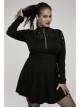 Black Mesh Knit Metal Chain Decoration Printing Long Sleeve Waist Strap Design Gothic Long Sleeve Dress