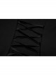 Black Mesh Knit Metal Chain Decoration Printing Long Sleeve Waist Strap Design Gothic Long Sleeve Dress