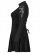 Black Mesh Knit Metal Chain Decoration Printing Long Sleeve Waist Strap Design Gothic Long Sleeve Dress