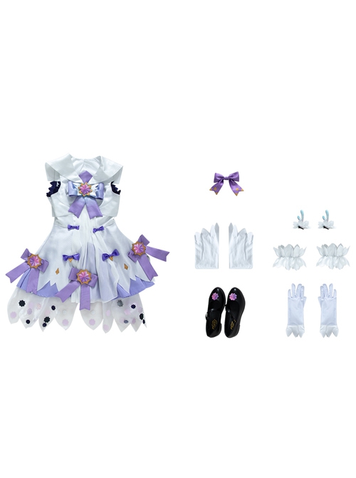 Honor Of Kings Yao Valentine's Day Restrictions Skin Halloween Cosplay Costume White Purple Dress Full Set
