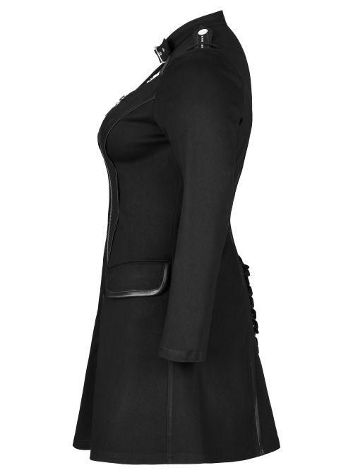 Punk Elasticity Knitted Stitching Glued Fabric Slim And Handsome Pocket Decoration Metal Zipper Dress