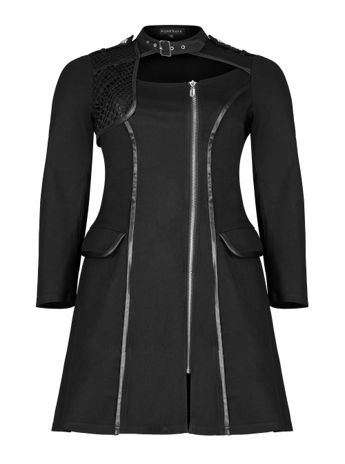 Punk Elasticity Knitted Stitching Glued Fabric Slim And Handsome Pocket Decoration Metal Zipper Dress