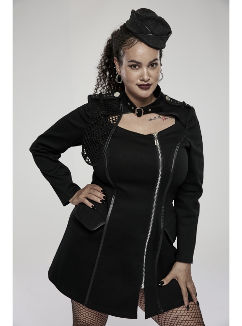 Punk Elasticity Knitted Stitching Glued Fabric Slim And Handsome Pocket Decoration Metal Zipper Dress