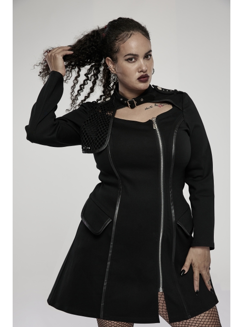 Punk Elasticity Knitted Stitching Glued Fabric Slim And Handsome Pocket Decoration Metal Zipper Dress
