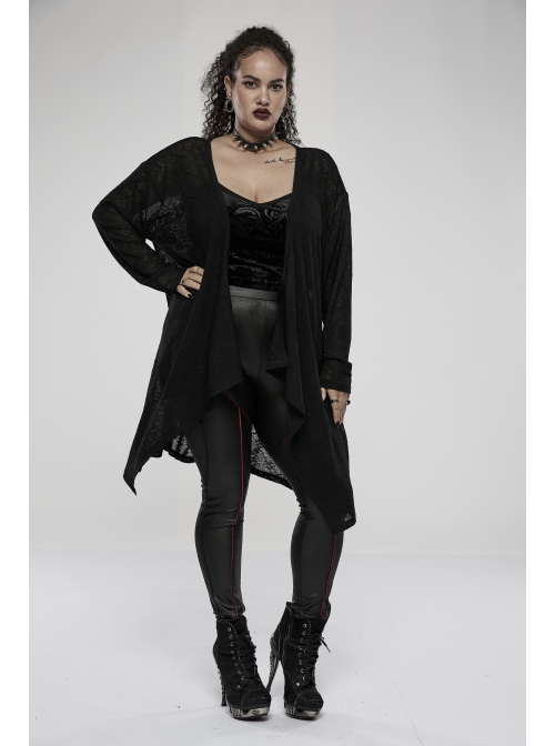 Daily Soft Knitting Mottled Texture Asymmetric Hem Skull Decal On The Back Gothic Female Light Jacket