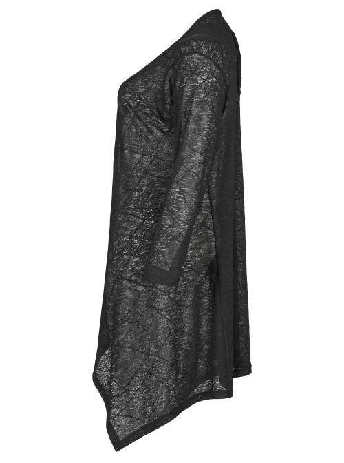 Daily Soft Knitting Mottled Texture Asymmetric Hem Skull Decal On The Back Gothic Female Light Jacket