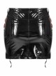 Sexy Patent Leather Sexy Metal Grommet Cross Straps Red Belt Buckle Decoration Punk Slit Short Skirt