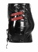 Sexy Patent Leather Sexy Metal Grommet Cross Straps Red Belt Buckle Decoration Punk Slit Short Skirt