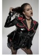 Stretch Sexy Patent Leather Metal Rivets Red Leather Buckle Decoration Waist Pleats Hem Gothic Jacket