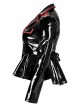Stretch Sexy Patent Leather Metal Rivets Red Leather Buckle Decoration Waist Pleats Hem Gothic Jacket