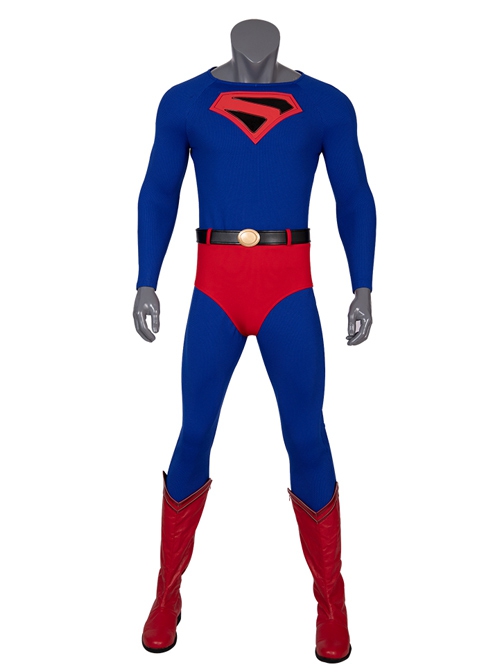 Crisis On Infinite Earths Superman Blue Battle Suit Halloween Cosplay Costume Full Set