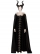 Maleficent Skeleton Embroidered Black Long Dress Halloween Cosplay Costume Set