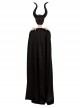 Maleficent Skeleton Embroidered Black Long Dress Halloween Cosplay Costume Set
