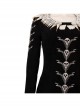 Maleficent Skeleton Embroidered Black Long Dress Halloween Cosplay Costume Set