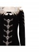 Maleficent Skeleton Embroidered Black Long Dress Halloween Cosplay Costume Set