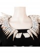 Maleficent Skeleton Embroidered Black Long Dress Halloween Cosplay Costume Set