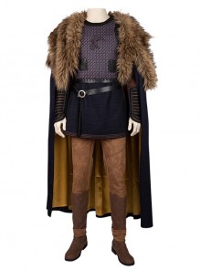 Vikings Ragnar Lothbrok Fur Collar Cloak Suit Halloween Cosplay Costume Full Set
