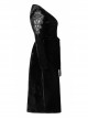Gothic Velvet Sexy V-Neck Hollow Out Exquisite Applique Hem Slit Design Corded Long Dress