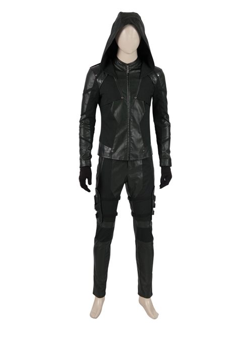 Arrow Season 8 Green Arrow Oliver Queen Battle Suit Halloween Cosplay Costume Set
