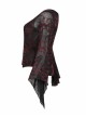 Daily Sexy V Neck Stretch Mesh Fabric Red Abstract Pattern Design Flared Cuffs Gothic Female T-Shirt