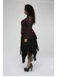 Daily Sexy V Neck Stretch Mesh Fabric Red Abstract Pattern Design Flared Cuffs Gothic Female T-Shirt