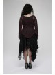 Daily Sexy V Neck Stretch Mesh Fabric Red Abstract Pattern Design Flared Cuffs Gothic Female T-Shirt