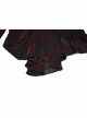 Daily Sexy V Neck Stretch Mesh Fabric Red Abstract Pattern Design Flared Cuffs Gothic Female T-Shirt