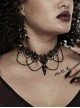 Delicate Pleated Lace Metal Chain Decoration Bird Bone Shape Black Gothic Choker
