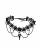 Delicate Pleated Lace Metal Chain Decoration Bird Bone Shape Black Gothic Choker