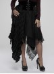 Gothic Loose Plus Size Pleated Patchwork Lace Asymmetric Hem Short Skirt