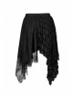 Gothic Loose Plus Size Pleated Patchwork Lace Asymmetric Hem Short Skirt