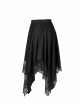 Gothic Loose Plus Size Pleated Patchwork Lace Asymmetric Hem Short Skirt