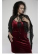 Black Openwork Lace Embroidery Pattern Decoration Hem Fringed Design Elasticated Neckline Gothic Female Shawl