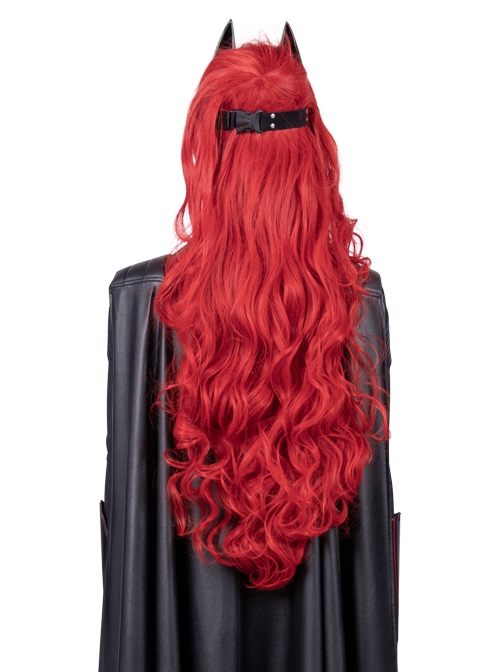 TV Drama Batwoman 2019 Kate Kane Black Battle Suit Halloween Cosplay Accessories Red Wigs
