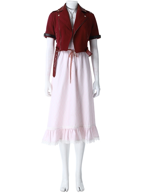 Crisis Core Final Fantasy VII Aerith Gainsborough New Version Halloween Cosplay Costume Set