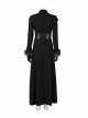 Game Of Thrones Season 8 Sansa Stark Winter Black Fur Collar Cloak Suit Halloween Cosplay Costume Full Set