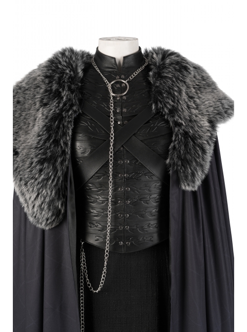 Game Of Thrones Season 8 Sansa Stark Winter Black Fur Collar Cloak Suit Halloween Cosplay Costume Full Set
