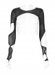 Black Irregular Cut Elasticity Net Concealed Buckle Decoration Fitted Gothic Female Waistcoat