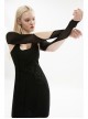 Black Irregular Cut Elasticity Net Concealed Buckle Decoration Fitted Gothic Female Waistcoat