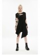 Black Irregular Cut Elasticity Net Concealed Buckle Decoration Fitted Gothic Female Waistcoat