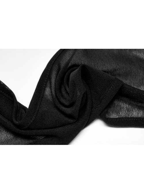 Black Irregular Cut Elasticity Net Concealed Buckle Decoration Fitted Gothic Female Waistcoat