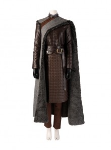 Game Of Thrones Season 8 Arya Stark Brown Leather Top Suit Halloween Cosplay Costume Set