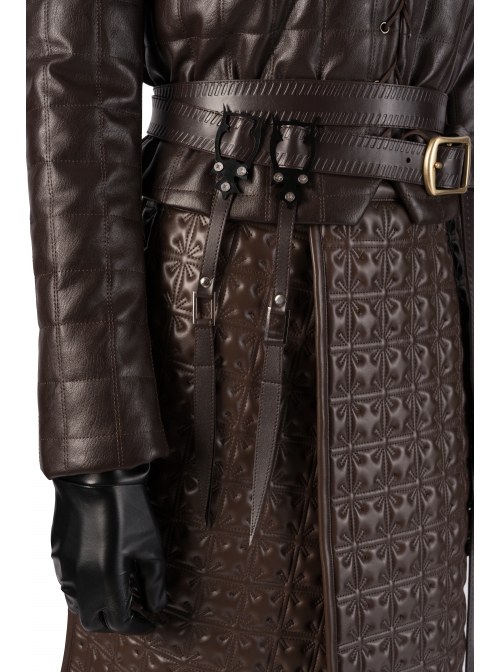 Game Of Thrones Season 8 Arya Stark Brown Leather Top Suit Halloween Cosplay Costume Set